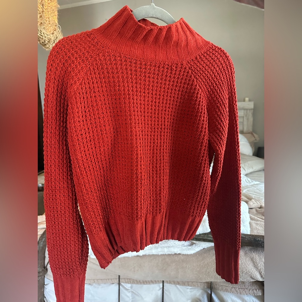 PINK ROSE- Burnt Orange Turtleneck Knit Sweater